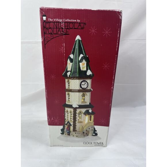 St. Nicholas Square Village Collection Clock Tower Illuminated in Box Christmas - Picture 4 of 4